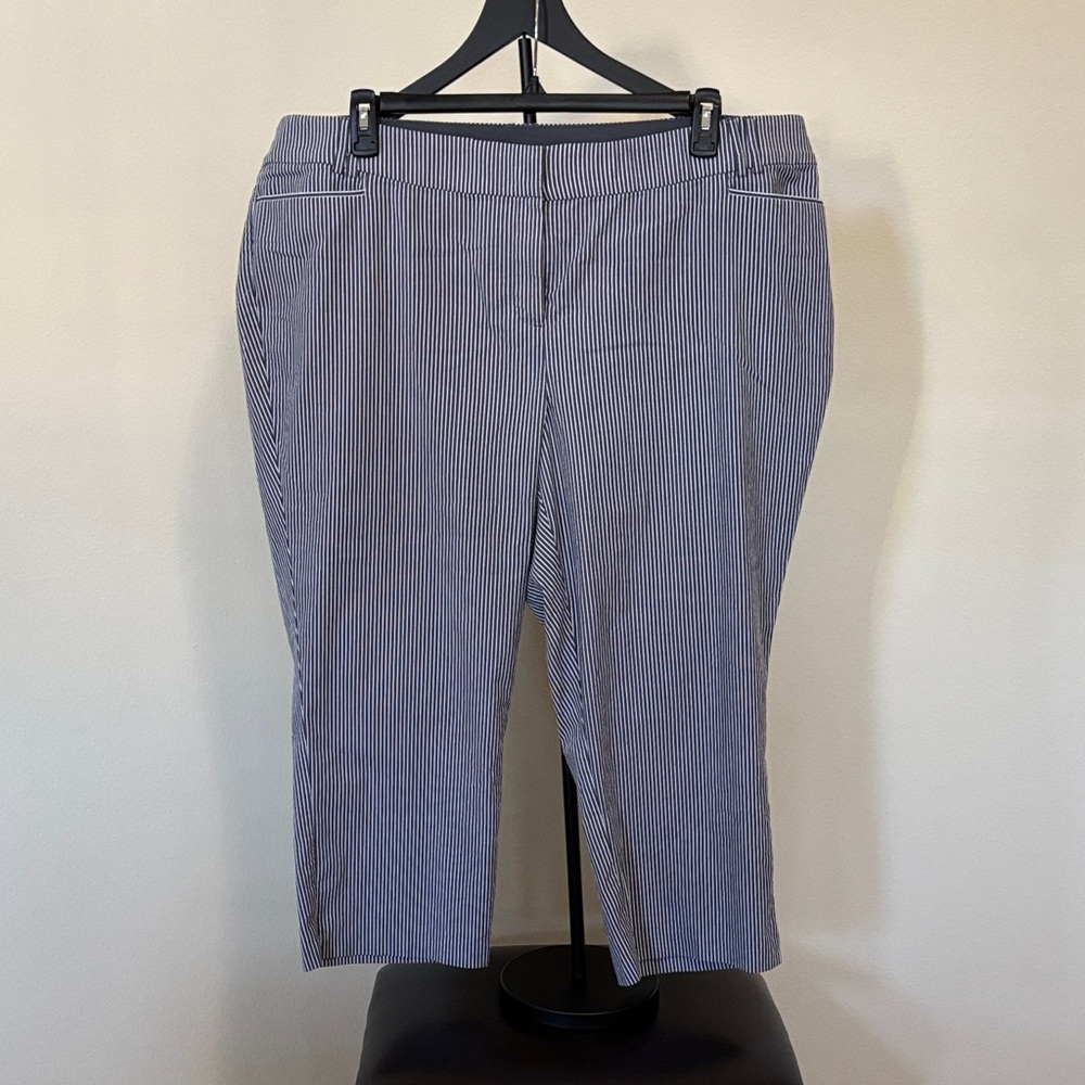 Lane Bryant Navy and White Striped Pants
